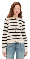Jenni Kayne Cooper Caridgan Ivory/black Stripe In Ivory/black Stripe