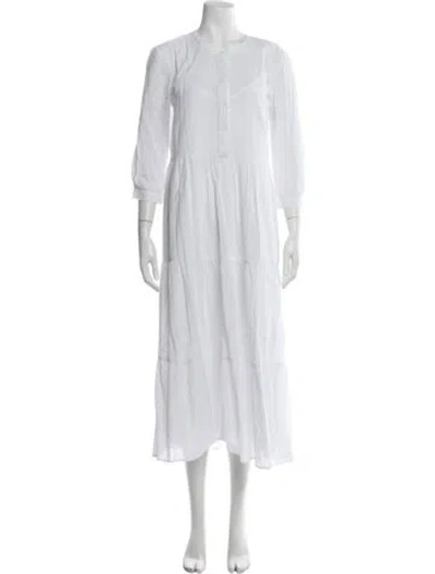 Pre-owned Jenni Kayne Crew Neck Long Dress In White