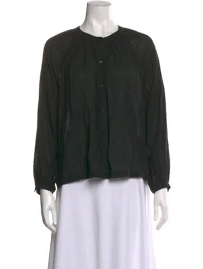 Pre-owned Jenni Kayne Crew Neck Long Sleeve Blouse In Black