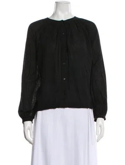 Pre-owned Jenni Kayne Crew Neck Long Sleeve Blouse In Black