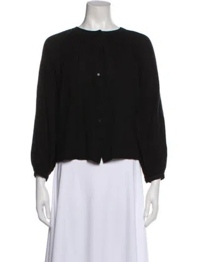 Pre-owned Jenni Kayne Crew Neck Long Sleeve Blouse In Black