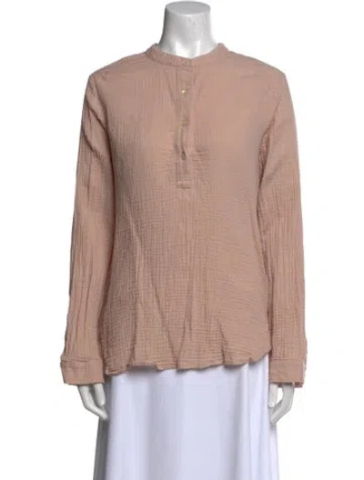 Pre-owned Jenni Kayne Crew Neck Long Sleeve Button-up Top In Neutral