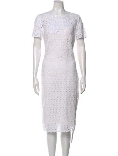 Pre-owned Jenni Kayne Crew Neck Midi Length Dress In White
