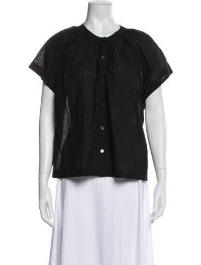 Pre-owned Jenni Kayne Crew Neck Short Sleeve Blouse In Black