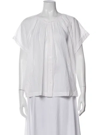 Pre-owned Jenni Kayne Crew Neck Short Sleeve Blouse In White