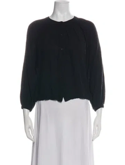 Pre-owned Jenni Kayne Crew Neck Three-quarter Sleeve Top In Black