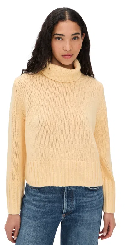 Jenni Kayne Cropped Jet Turtleneck Cashmere Pullover Pale Yellow In Neutral