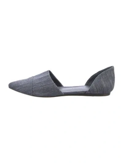 Pre-owned Jenni Kayne Denim Tweed Pattern D'orsay Flats In Blue