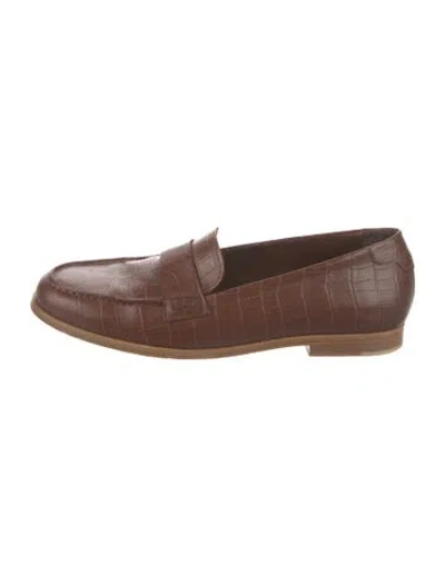 Pre-owned Jenni Kayne Embossed Leather Loafers In Brown