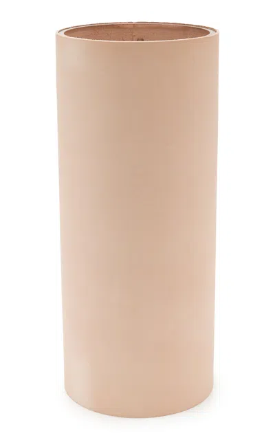 Jenni Kayne Exclusive Large Leather Rivet Vase In Khaki