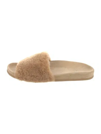 Pre-owned Jenni Kayne Faux Fur Slides In Neutral