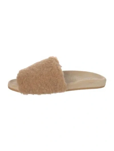 Pre-owned Jenni Kayne Faux Fur Slides In Neutral