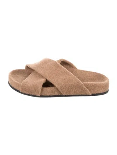 Pre-owned Jenni Kayne Felt Slides In Brown