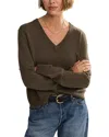 Jenni Kayne Flynn Cashmere V Neck Sweater In Greenstone