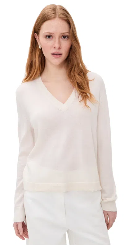 Jenni Kayne Flynn Cashmere V Neck Top Ivory In White