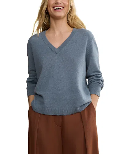 Jenni Kayne Flynn V Neck Cashmere Sweater In Blue