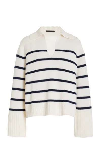 Jenni Kayne Frances Cashmere Polo Sweater In White