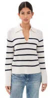 Jenni Kayne Frances Cashmere Polo Sweater In Navy Stripe