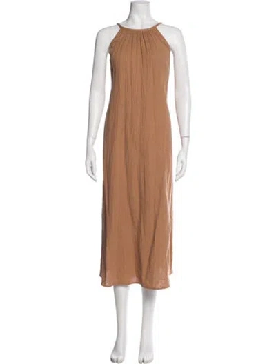 Pre-owned Jenni Kayne Halterneck Midi Length Dress In Brown