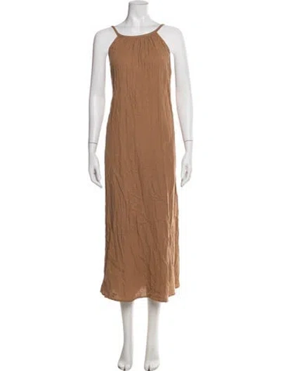 Pre-owned Jenni Kayne Halterneck Midi Length Dress In Brown