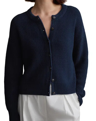 Jenni Kayne Cotton Hayes Crewneck Top Cardigan Sweater In Blue