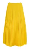 Jenni Kayne High-rise Pleated Crepe Midi Skirt In Yellow
