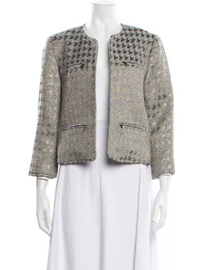 Pre-owned Jenni Kayne Houndstooth Print Jacket In Brown/grey
