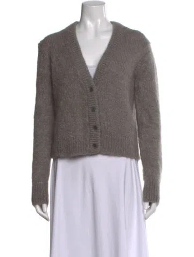 Pre-owned Jenni Kayne Kid Mohair V-neck Sweater In Gray