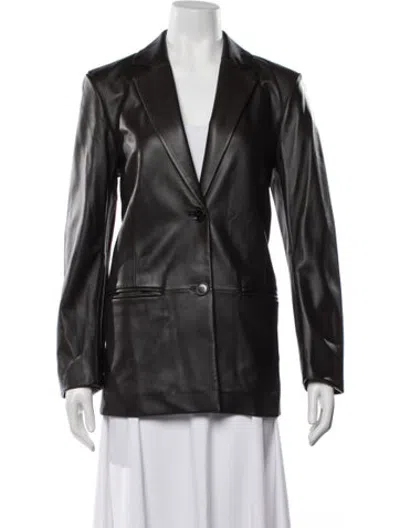 Pre-owned Jenni Kayne Lamb Leather Blazer In Black
