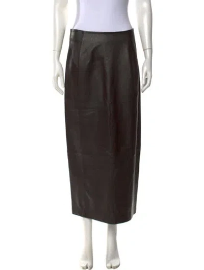 Pre-owned Jenni Kayne Lamb Leather Long Skirt In Brown