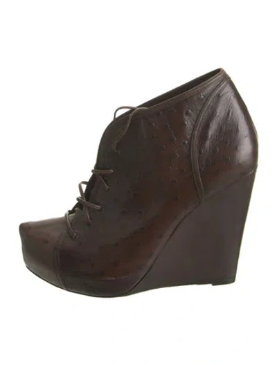 Pre-owned Jenni Kayne Leather Animal Print Boots In Brown