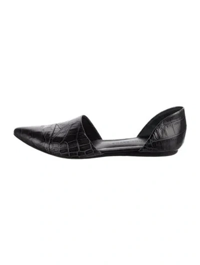 Pre-owned Jenni Kayne Leather Animal Print Flats In Black