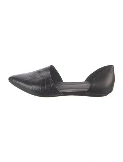 Pre-owned Jenni Kayne Leather Animal Print Flats In Black