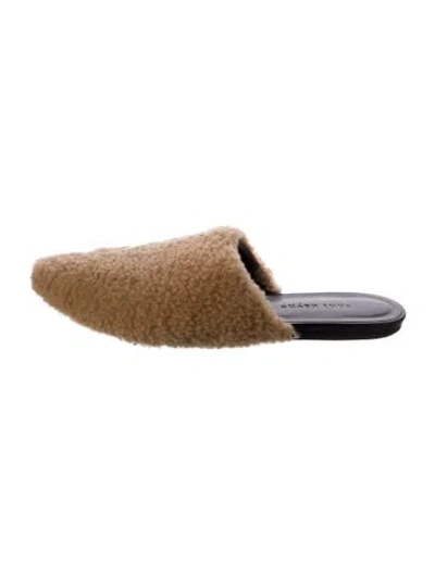 Pre-owned Jenni Kayne Leather Colorblock Pattern Slides In Brown