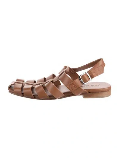 Pre-owned Jenni Kayne Leather Flats In Brown