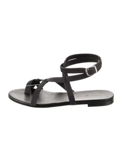Pre-owned Jenni Kayne Leather Gladiator Sandals In Black