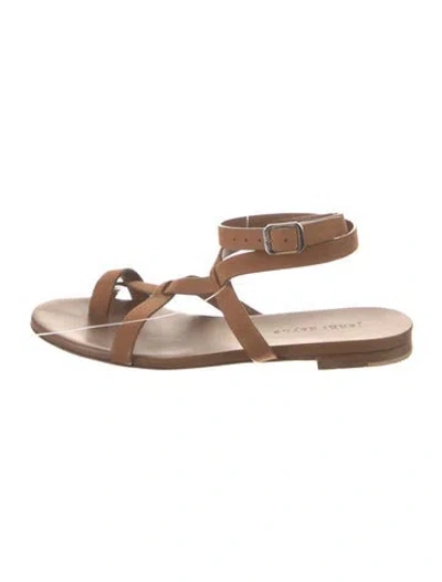 Pre-owned Jenni Kayne Leather Gladiator Sandals In Brown