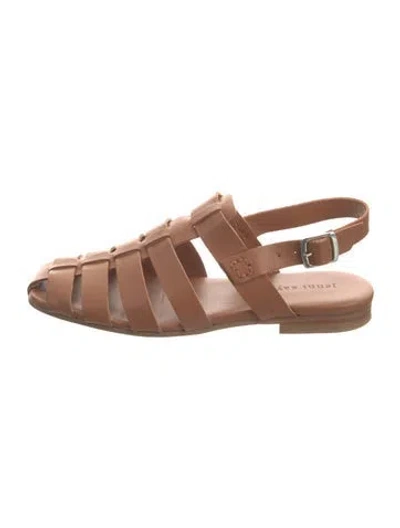 Pre-owned Jenni Kayne Leather Gladiator Sandals In Brown
