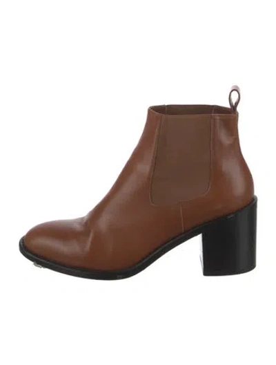 Pre-owned Jenni Kayne Leather Grosgrain Trim Chelsea Boots In Brown