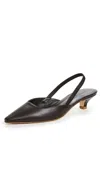 Jenni Kayne Leather Kitten Heels Chocolate In Chocolate