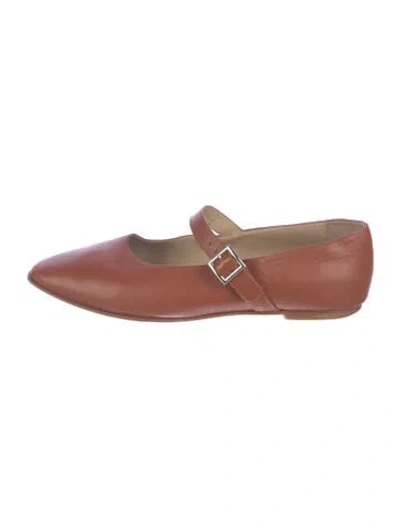 Pre-owned Jenni Kayne Leather Mary Jane Flats In Brown