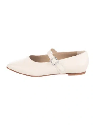 Pre-owned Jenni Kayne Leather Mary Jane Flats In Neutral