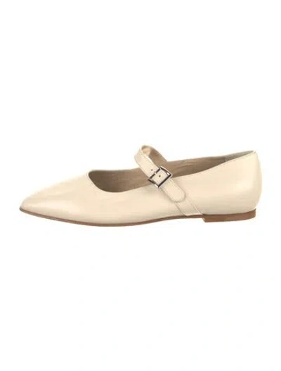 Pre-owned Jenni Kayne Leather Mary Jane Flats In Neutrals