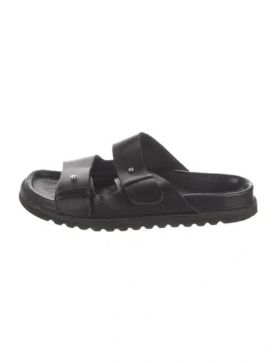 Pre-owned Jenni Kayne Leather Slides In Black