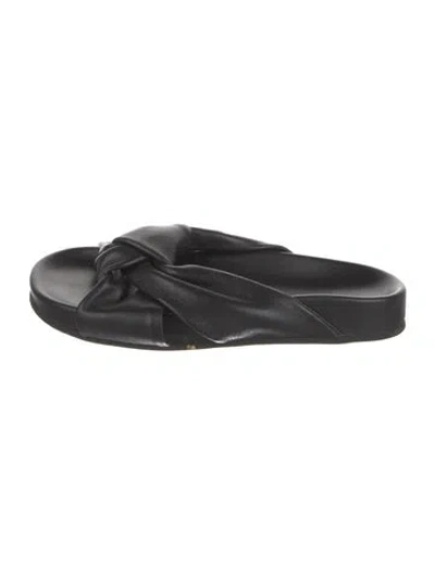 Pre-owned Jenni Kayne Leather Slides In Black