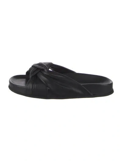 Pre-owned Jenni Kayne Leather Slides In Black