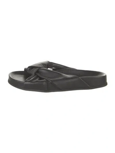 Pre-owned Jenni Kayne Leather Slides In Black