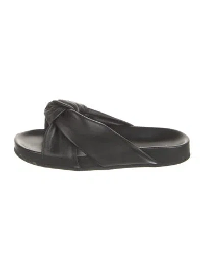 Pre-owned Jenni Kayne Leather Slides In Black