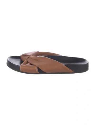 Pre-owned Jenni Kayne Leather Slides In Brown