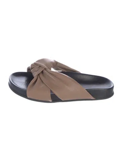 Pre-owned Jenni Kayne Leather Slides In Brown